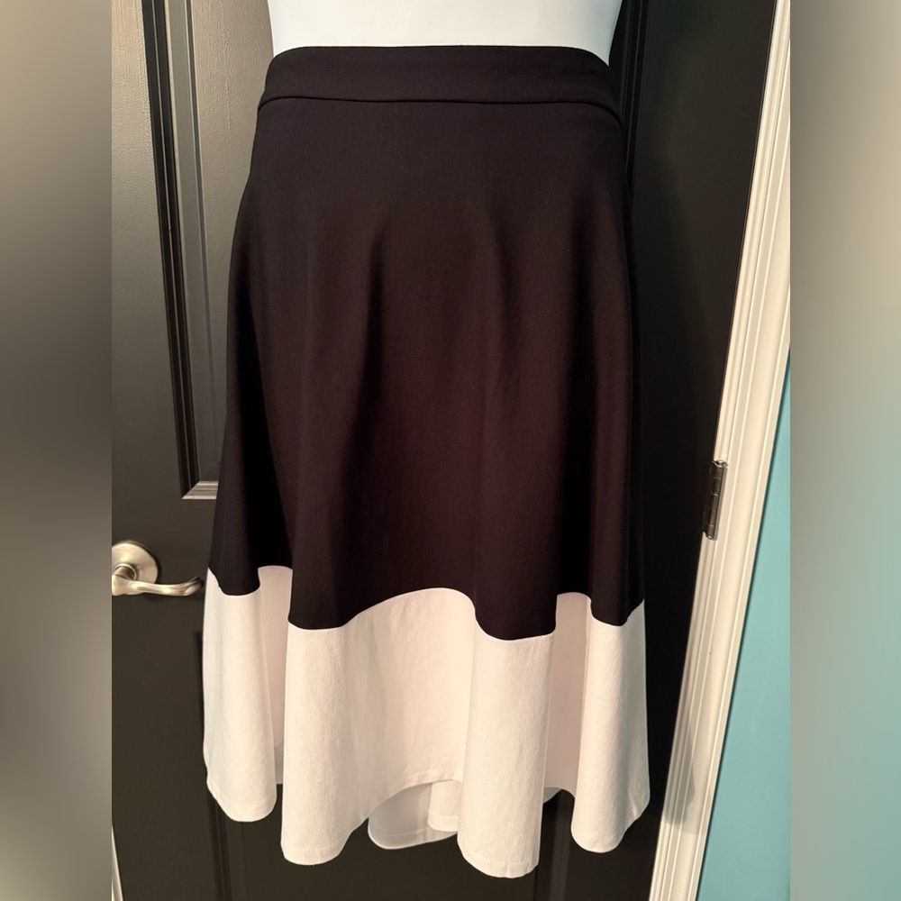 Eloquii Black and White Women's Midi Skirt